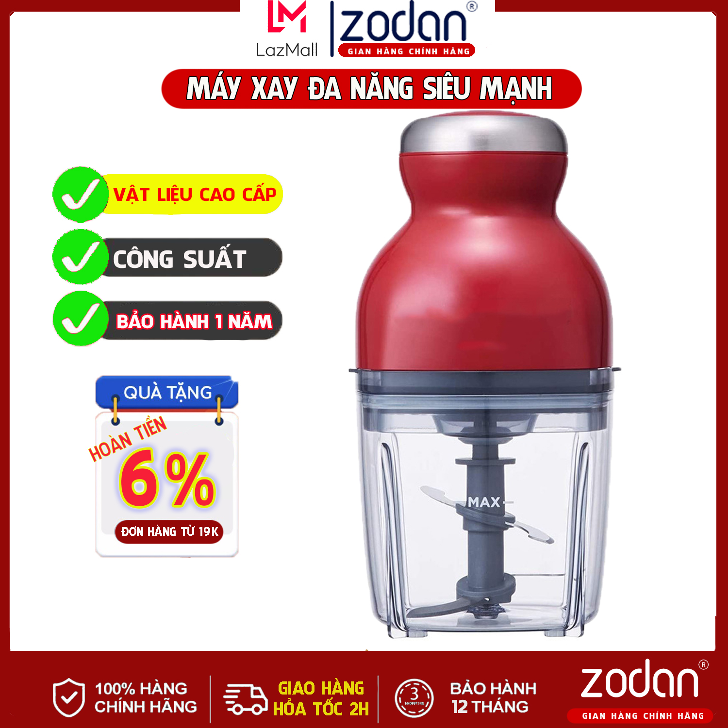 Máy xay đa năng zodan, máy xay sinh tố, máy xay thịt cá - bảo hành 1 năm
