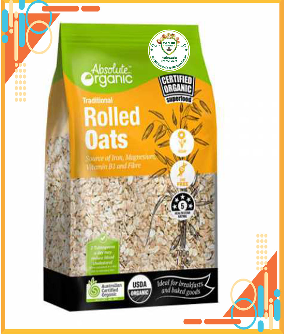 Yến mạch hữu cơ Úc Absolute Organic Rolled Oat