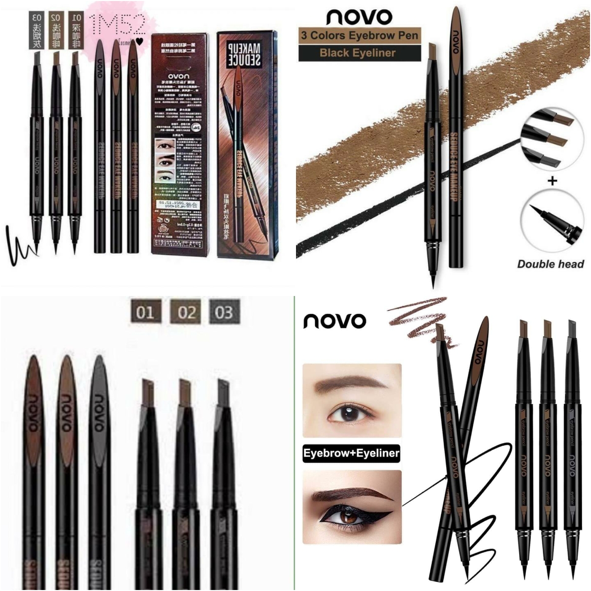 Chì Kẻ Mày cao cấp 2in1 NoVo hot hit 2 đầu tiện lợi