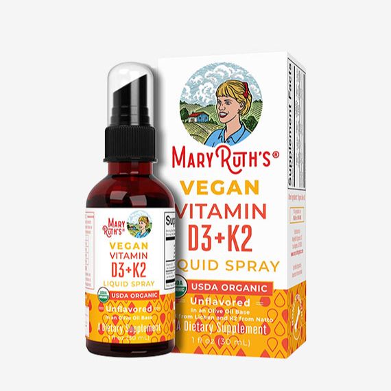 Vitamin D3 &amp; K2 dạng xịt dành cho mọi lứa tuổi Organic Vegan Vitamin MaryRuth’s - Vitamin hữu cơ cho hệ thống miễn dịch khỏe mạnh, tăng cường hấp thụ canxi