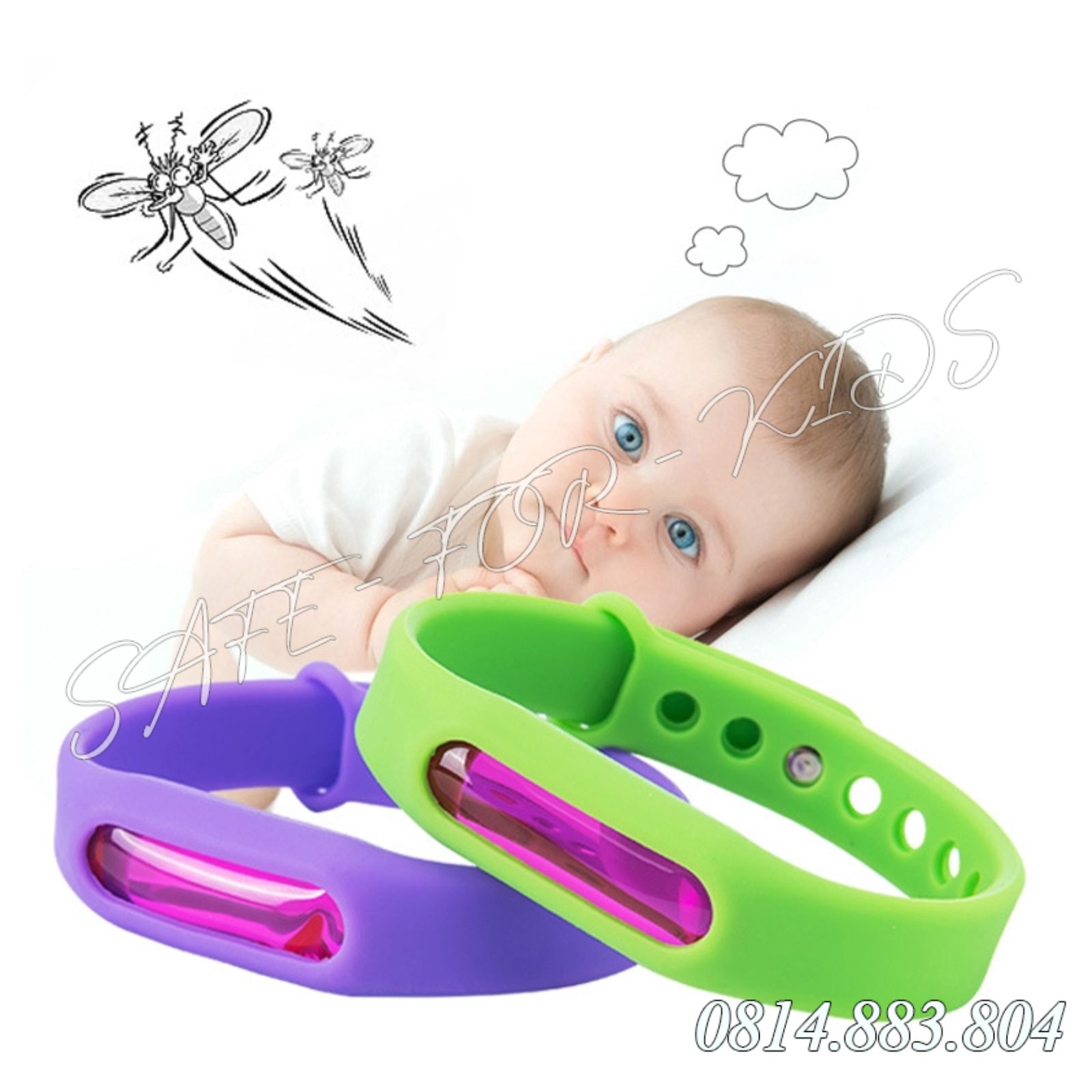 Vòng đeo tay đuổi muỗi và côn trùng an toàn cho bé với tinh dầu xả, tinh dầu hoa cúc tự nhiên