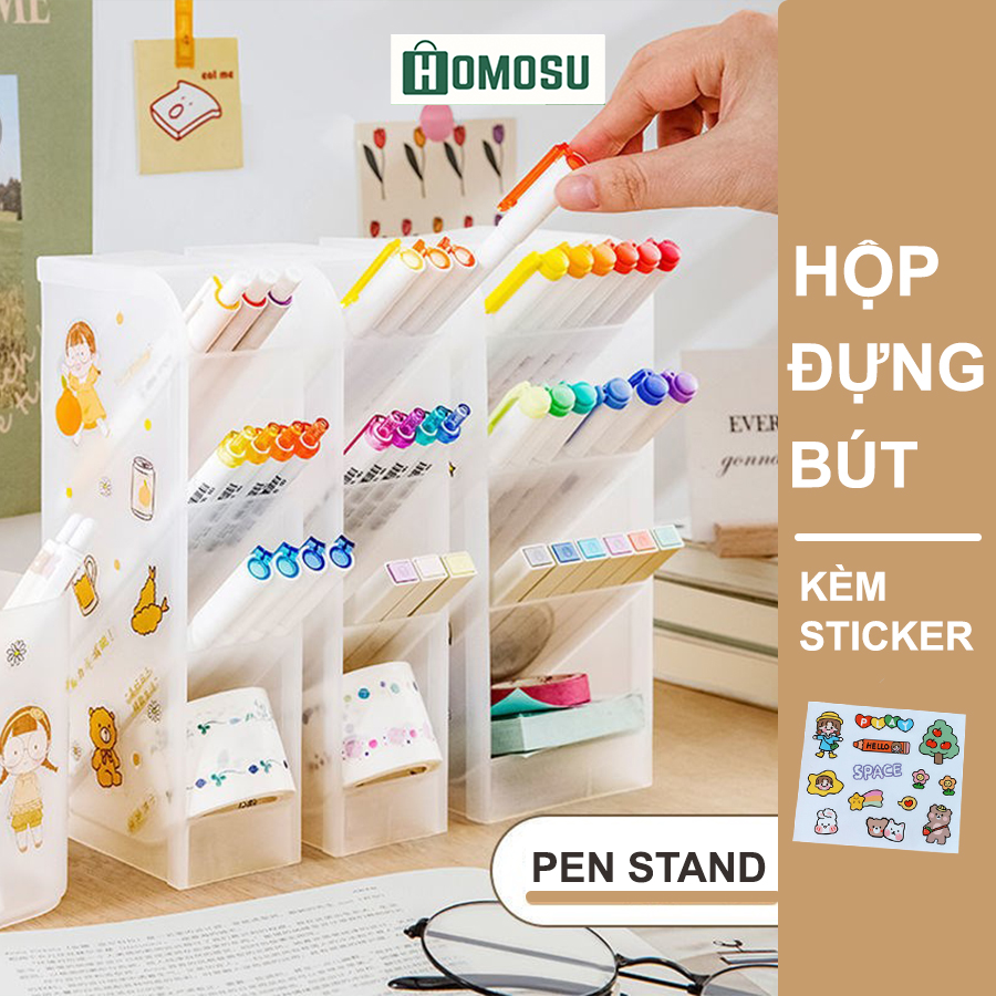 Kệ Đựng Bút, Mĩ Phẩm, Cọ Trang Điểm 4 Tầng Trong Suốt DIY Phong Cách Nhật Bản P004