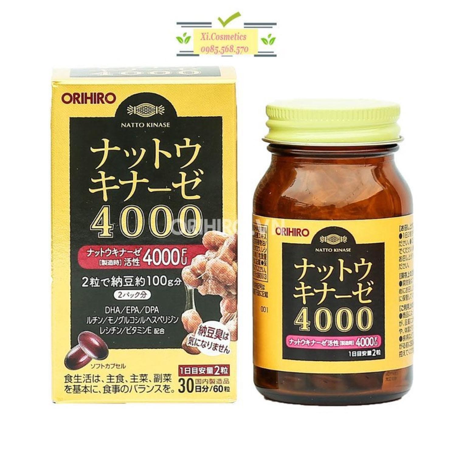 Viên uống phòng chống đột quỵ 4000FU Orihiro 60 viên - ngừa đột quỵ 4000 FU