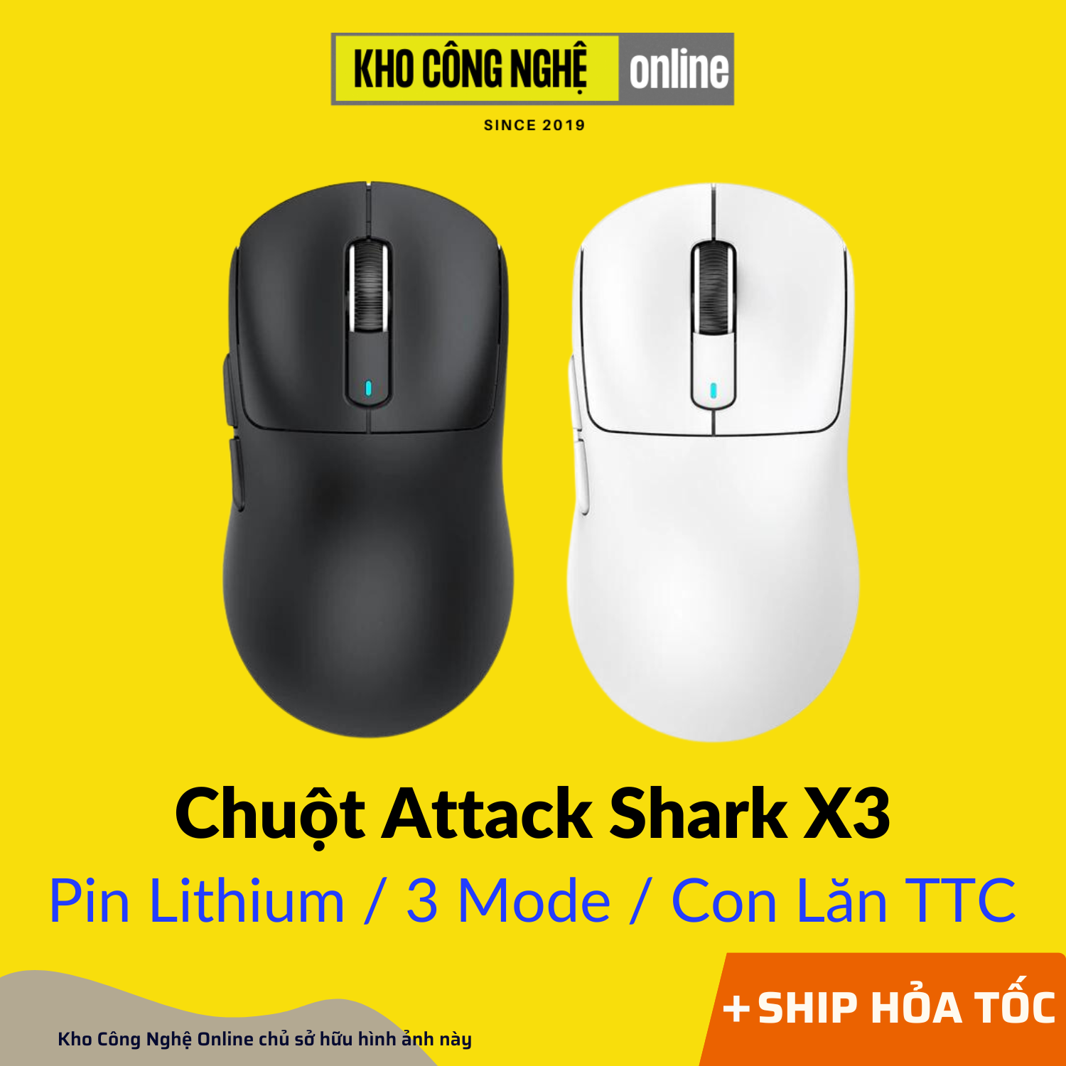 Chuột Gaming Không Dây Attack Shark X6 Pixart 3395