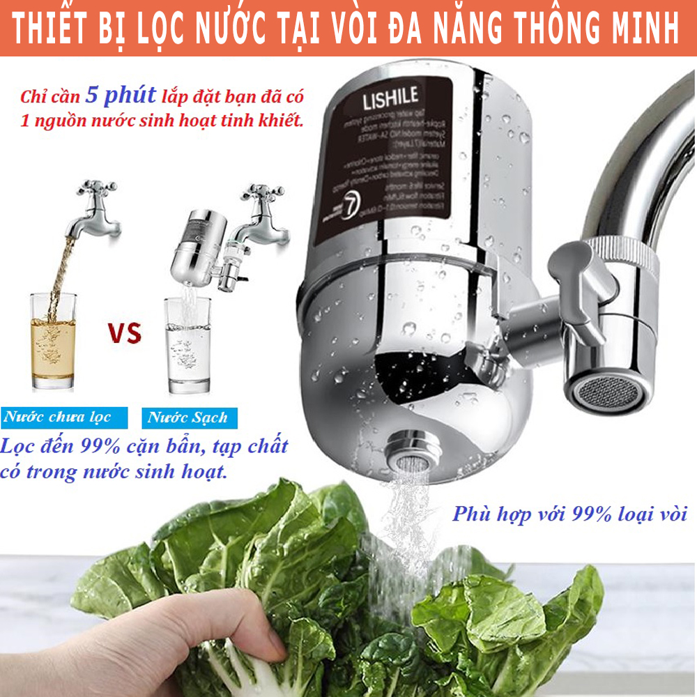 Bộ Lọc Nước Tại Vòi 7 Lớp Cao cấp - Lắp đặt đơn giản, Lọc đến 99% cặn bẩn, tạp chất có trong nước sinh hoạt. Chất liệu nhựa ABS và Inox cao cấp Làm từ vật liệu chuẩn Y tế ABS, phù hợp với 99% loại vòi - BH 6 tháng.