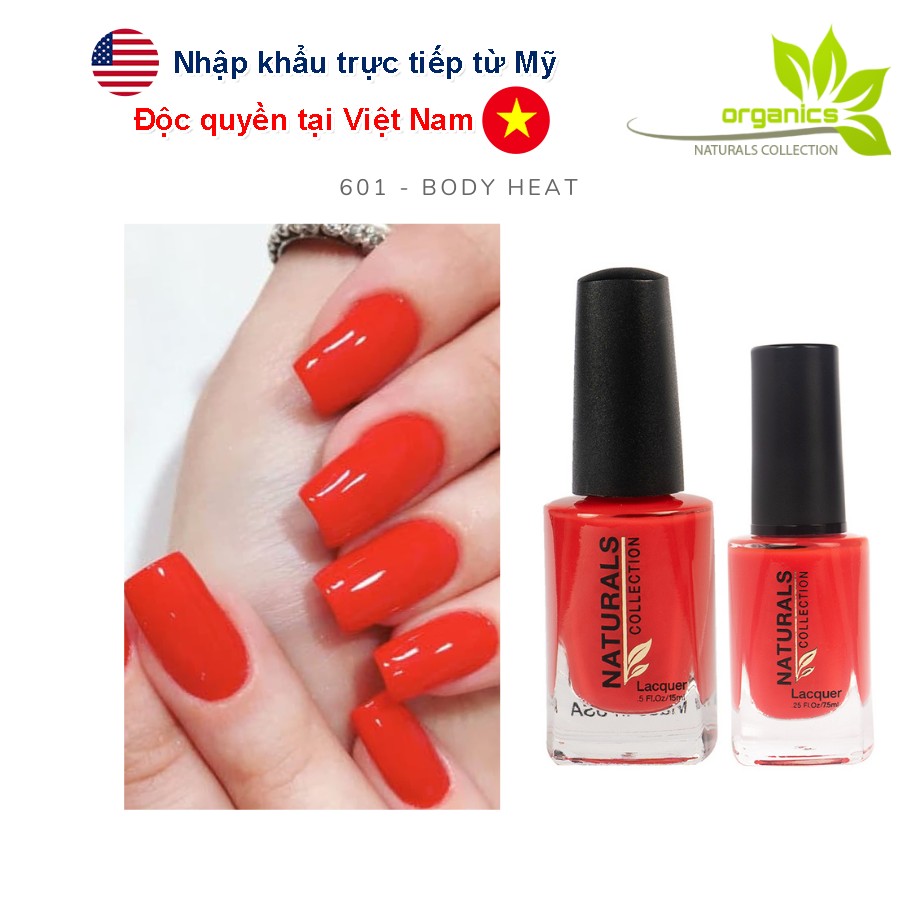 Sơn dưỡng thành phần hữu cơ phục hồi móng yếu, hư tổn USA NATURALS COLLECTION màu cam đậm - 7.5ml - 601