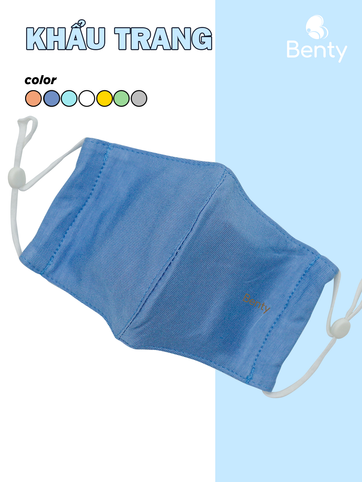  Khẩu trang trẻ em BENTY 2 lớp chất kháng khuẩn mềm mịn cho bé khẩu trang vải cao cấp 