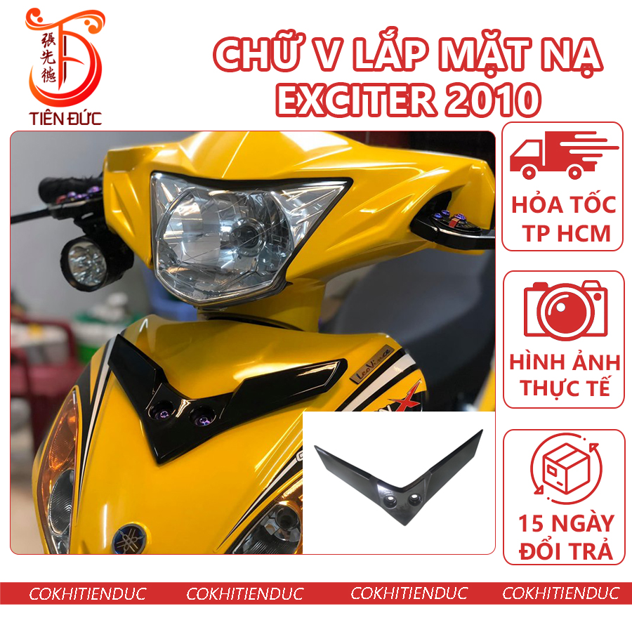 Chữ v gắn mặt nạ trước xe exciter 2010 đen ex2010 ốp ex 2010