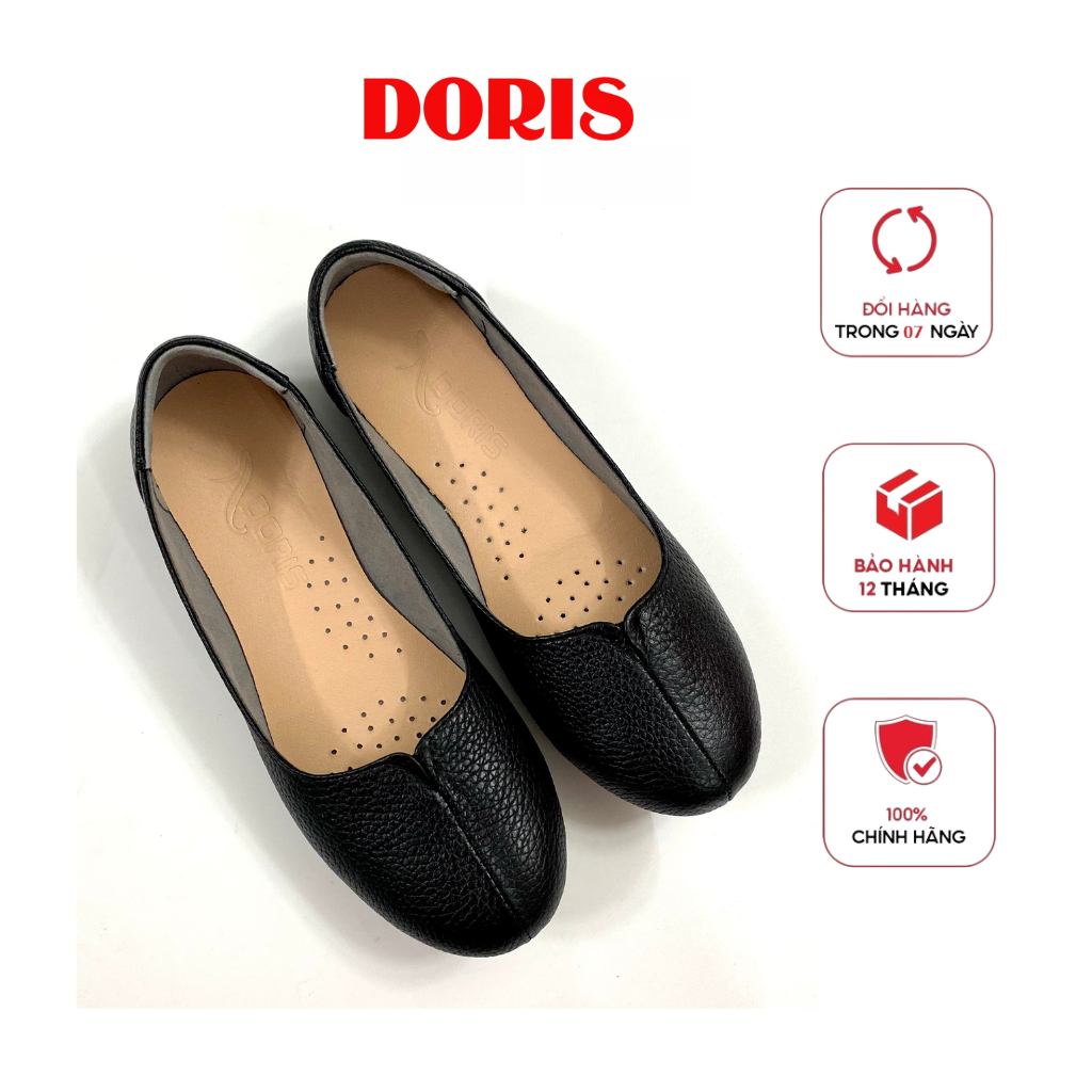 Giày búp bê da thật đế bệt khoét tim doris dr014- có bảo hành- size chuẩn- có size 40.