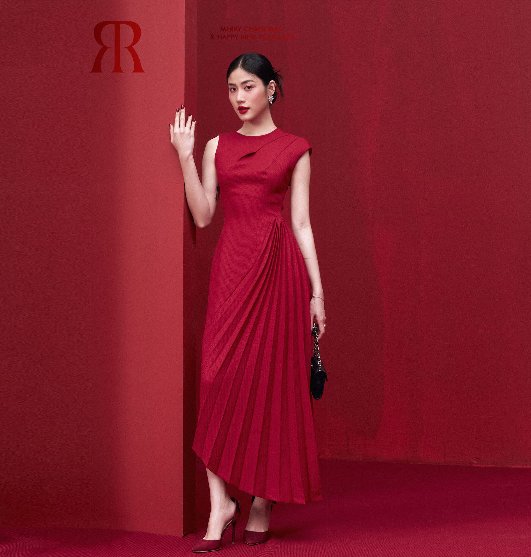 Rập - đầm cổ tròn không tay thân dập ly - xmas 07
