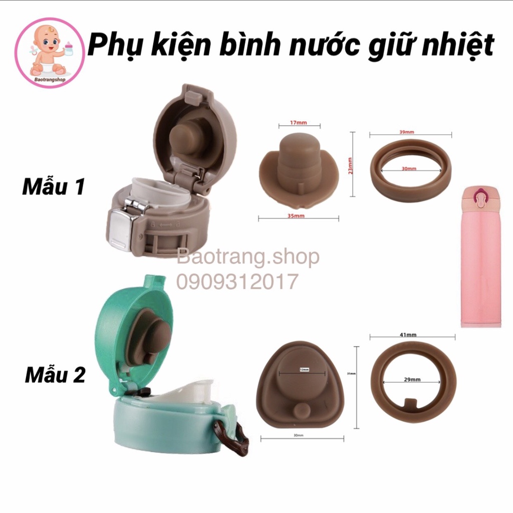 Nắp bình nước, gioăng bình nước giữ nhiệt nhiều mẫu