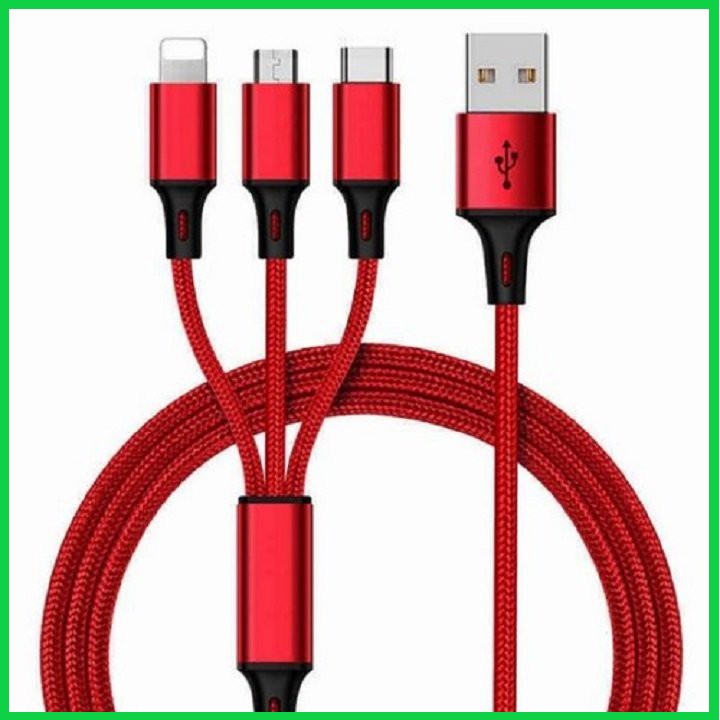 Dây cáp sạc đa năng 3 đầu lightning, micro usb, type c- cáp sạc iphone, cáp sạc samsung, oppo