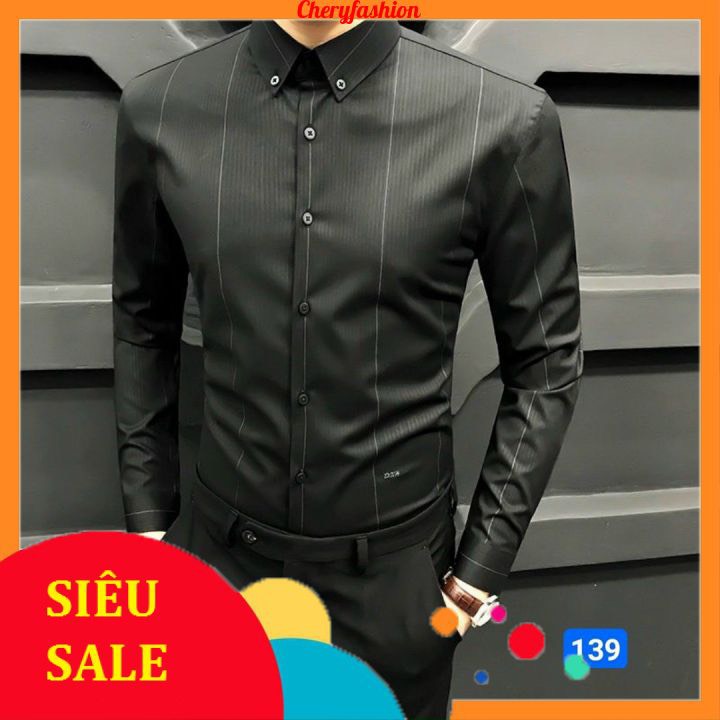 Áo somi nam nữ, áo somi nam đen thời trang áo somi lụa mềm cheryfashion ms713