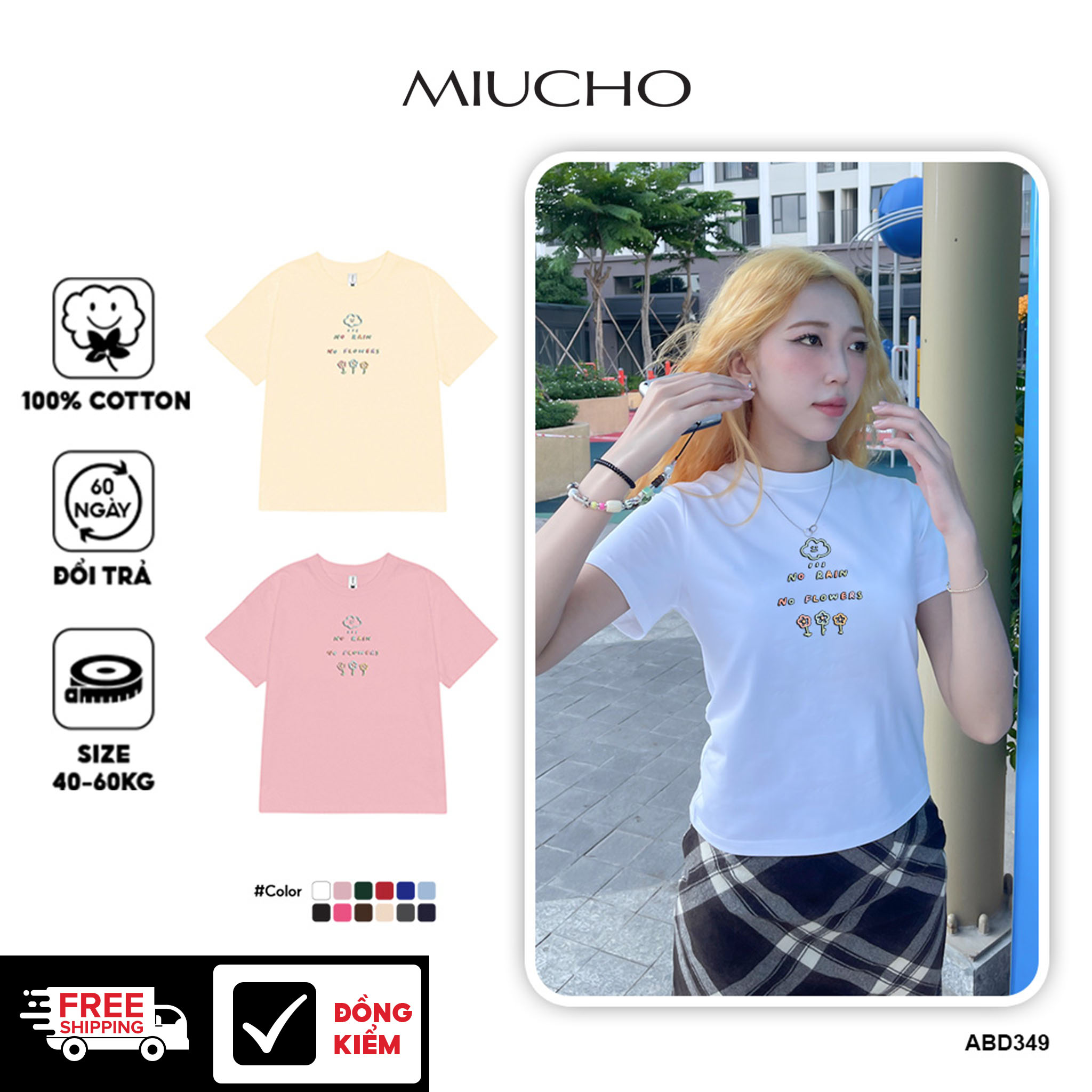Áo baby tee ABD349 Miucho cotton cổ tròn in graphic