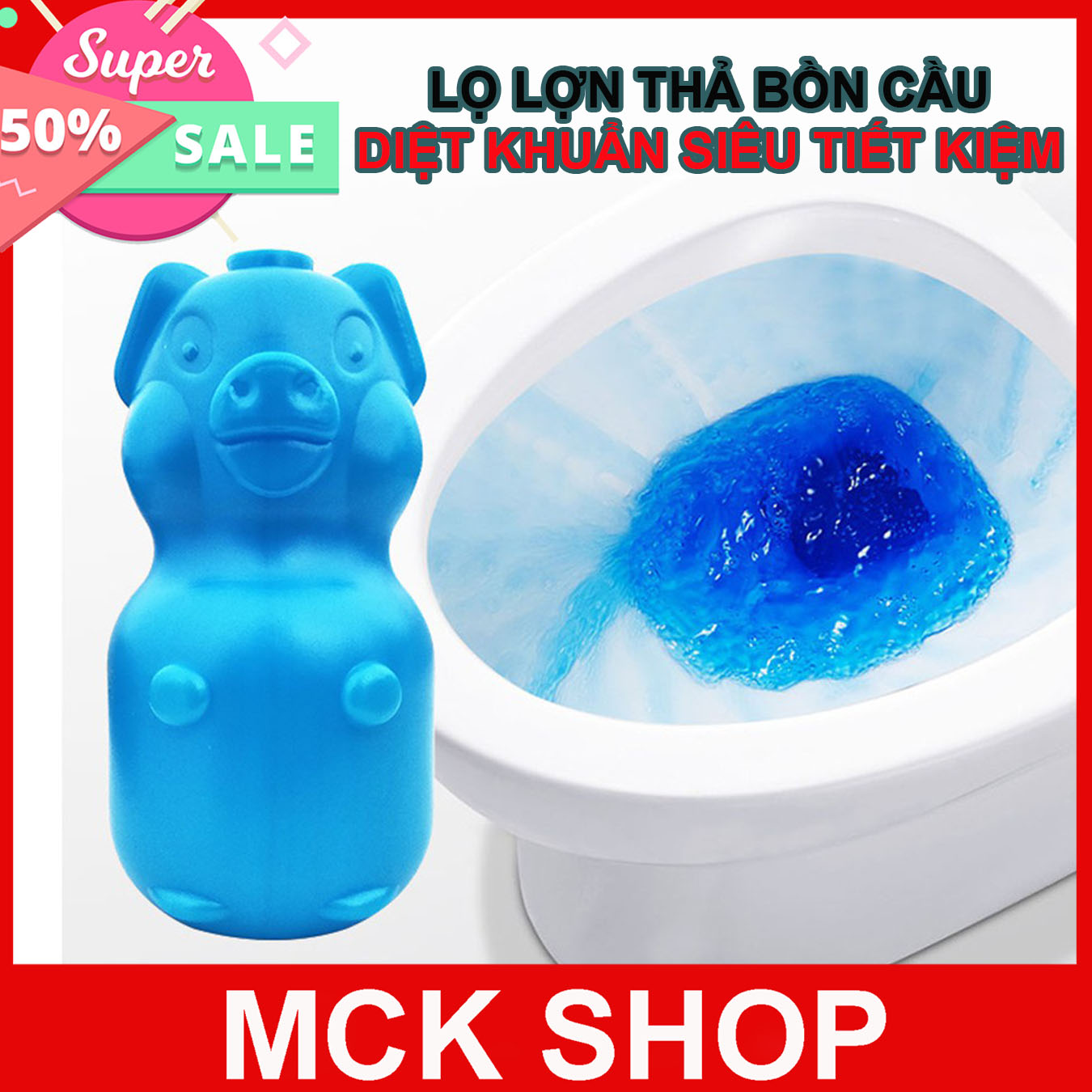 [SIÊU SẠCH BỒN CẦU] 5 lọ lợn thả bồn cầu, tính năng diệt khuẩn, khử mùi nhanh, mùi hoa oải hương - trọng lượng 230g - MCK Shop