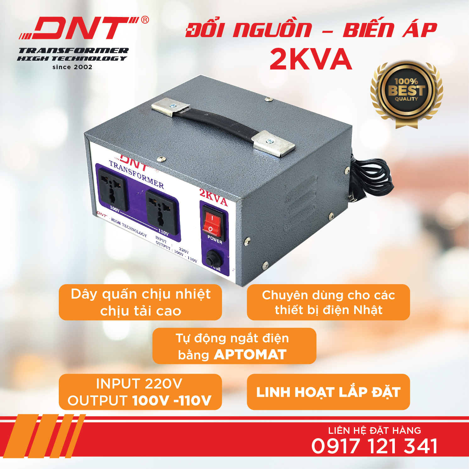 [HCM]Biến áp DNT 2kva -220v ra 100v 110v