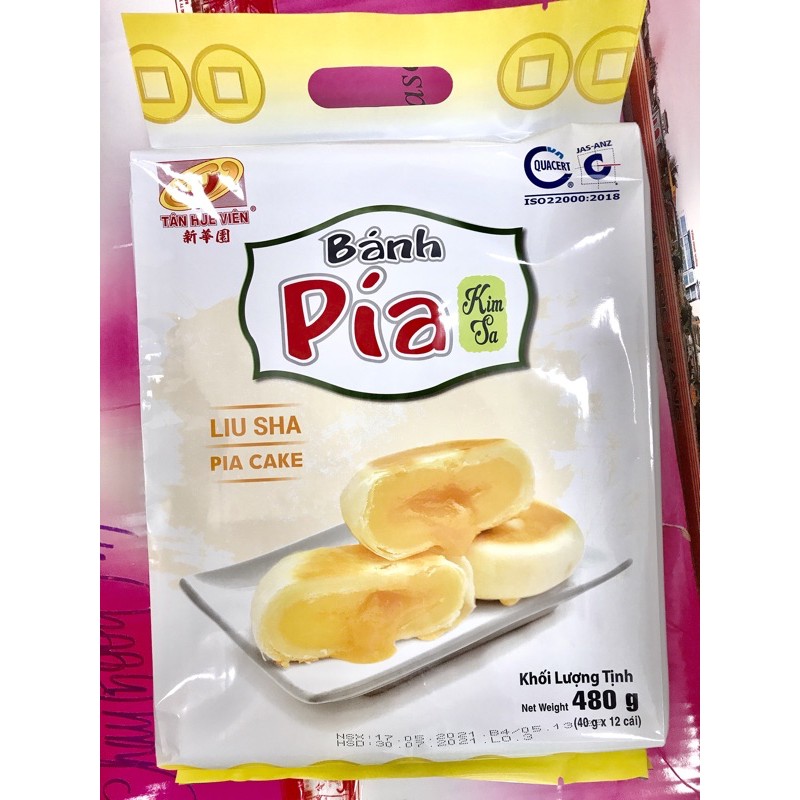 Bánh pía tân huê viên kim sa 12 cái 480g hay tân huê viên bánh pía chay 12 cái 480g hay bánh pía tân huê viên đậu sầu riêng 4 cái 600g
