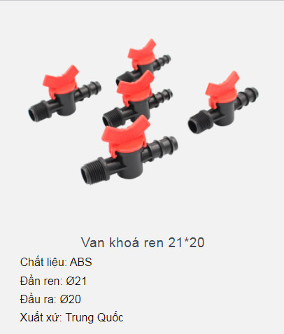 Van khóa ren 21 ra ống 20mm - combo 5 cái