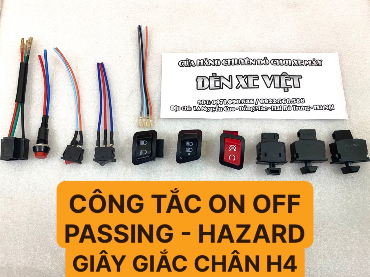 CÔNG TẮC ON OFF PASSING TẮT MỞ CÁC LOẠI - CÔNG TẮC ĐỎ GIỐNG KIỂU SH300i - HAZARD - GIÂY GIẮC CHÂN H4 - ĐÈN XE VIỆT