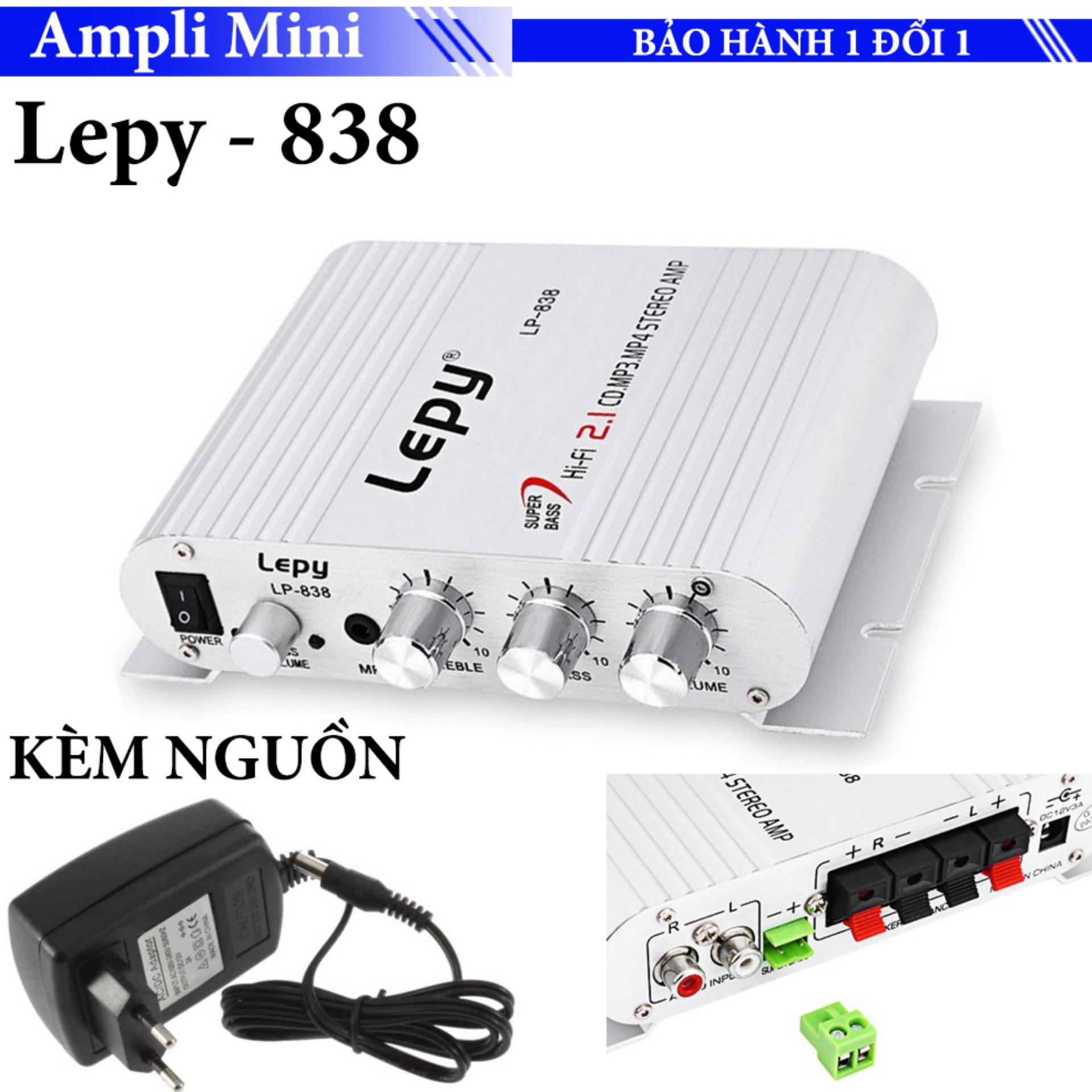 Ampli mini 12v lepy lp-838 chơi trong nhà, dã ngoại - kèm nguồn 12v