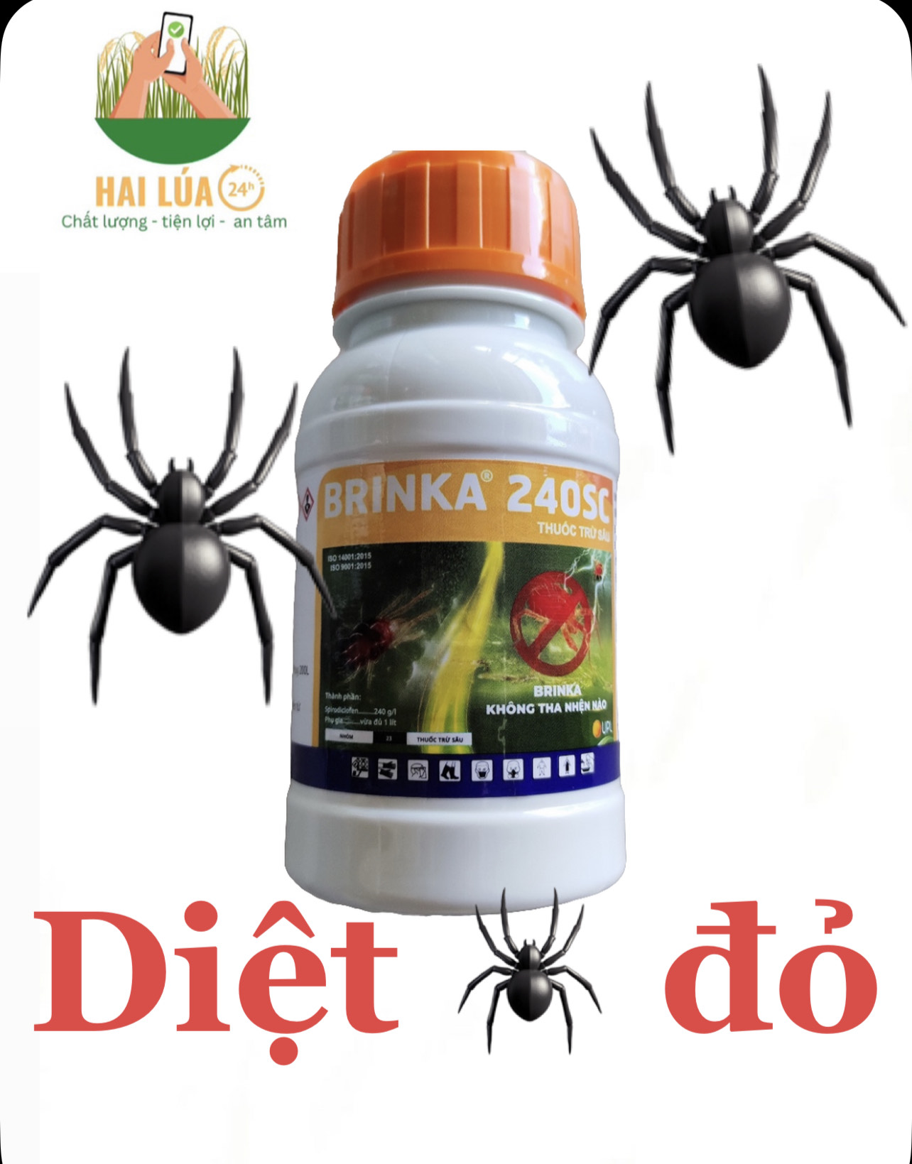 Thuốc trừ nhện đỏ và trứng BRINKA 240SC - 240ml: diệt nhện đỏ kể cả nhện kháng thuốc, diệt trừ trứng, nhện non và kể cả nhện trưởng thành
