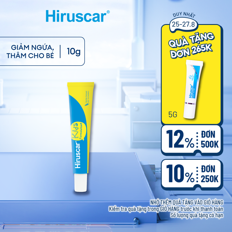Gel cải thiện sẹo và vết thâm ngứa trẻ em Hiruscar Kids 10g