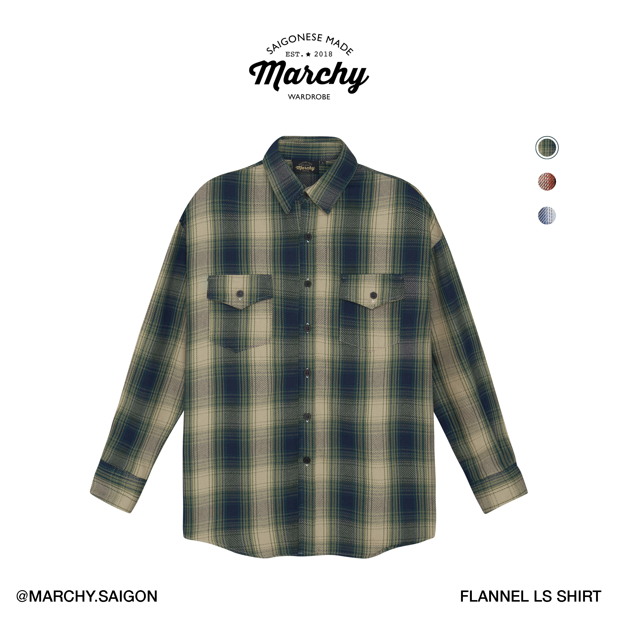 [nhập lazsohot2- giảm 20% đơn 199k|marchy - flannel ls shirt - áo sơ mi caro tay dài