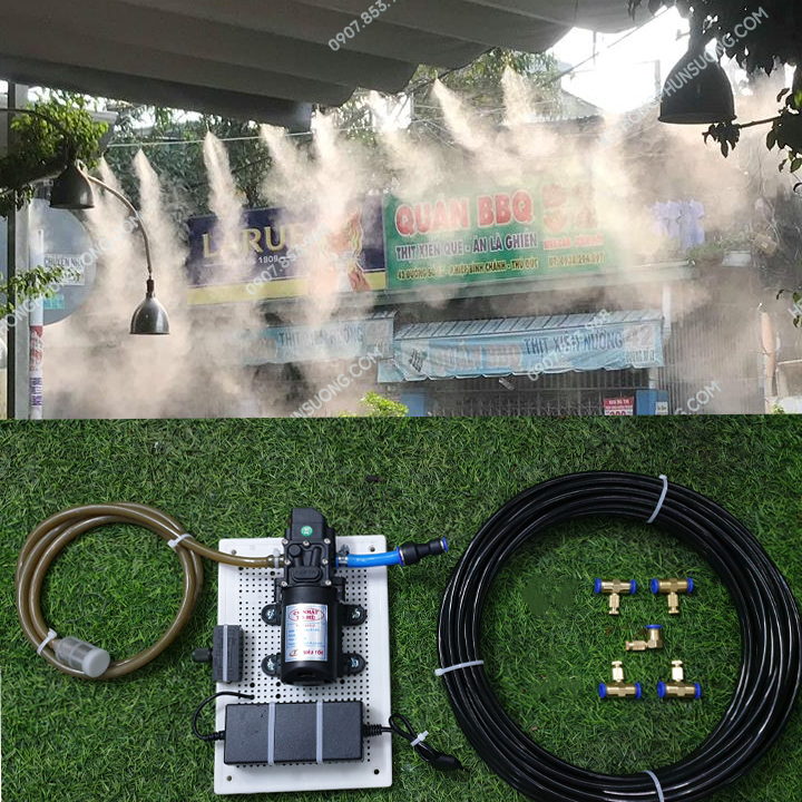 Máy phun sương mini tưới lan- 12v công suất 60w béc đồng được lắp sẵn