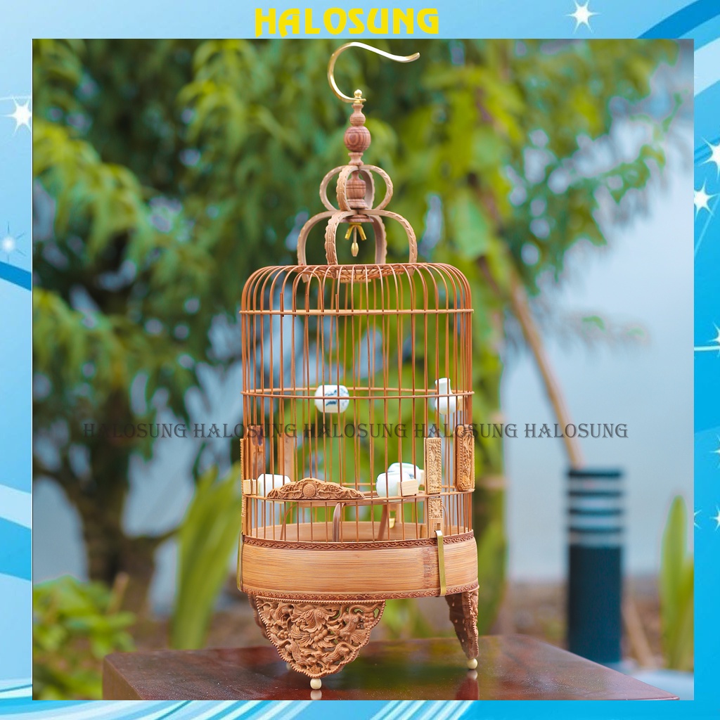 Lồng chim khuyên Halosung lồng khuyên đẹp đục cao cấp kèm phụ kiện LC80