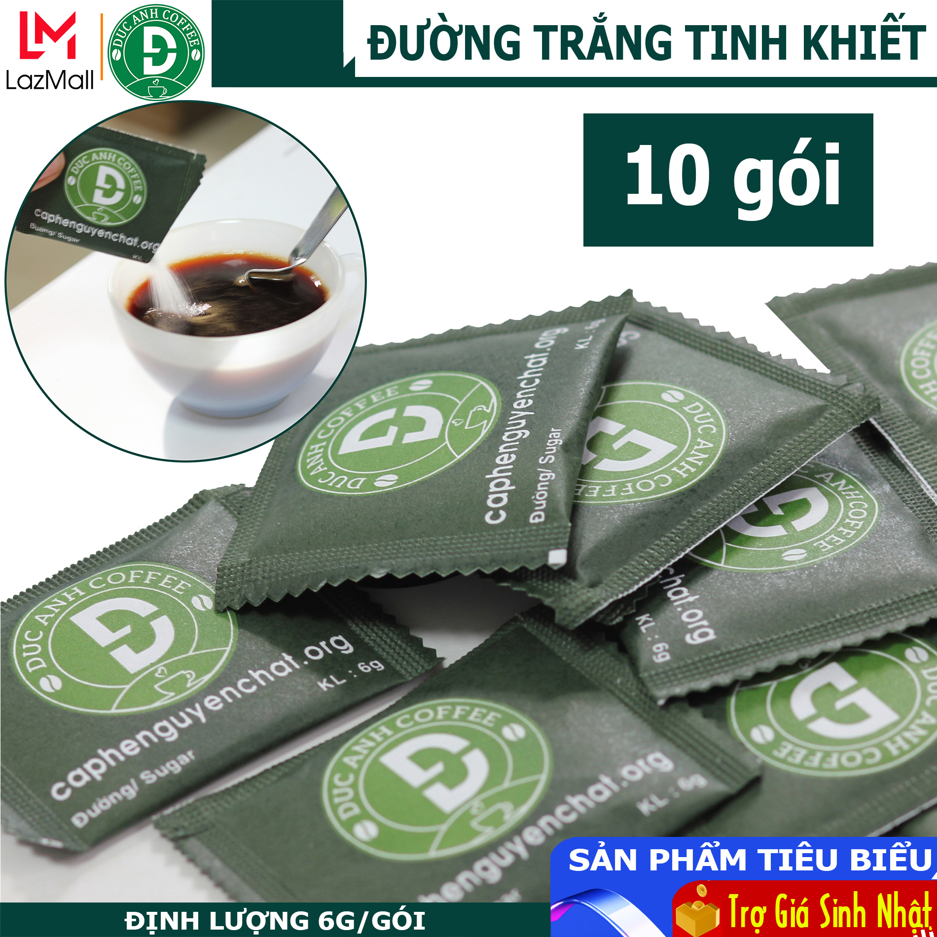 10 Gói đường trắng Tinh Khiết - mỗi gói 6g tiện lợi DUC ANH COFFEE- cà phê Đức Anh