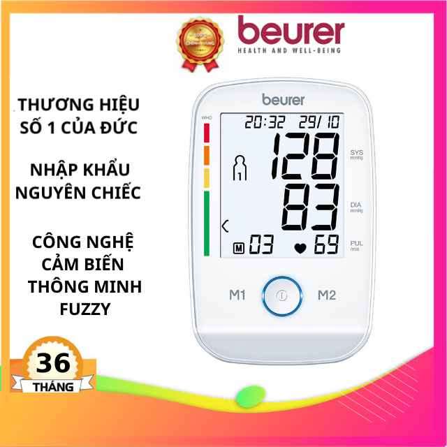Máy đo huyết áp bắp tay Beure BM45 sử dụng công nghệ cảm biến thông Fuzzy giúp đo nhanh, chính xác. Màn hình lớn dễ đọc, bộ nhớ cho 2x60 kết quả/ 2 người cùng ngày giờ đo. Tự động cảnh báo thao tác sai khi đo.