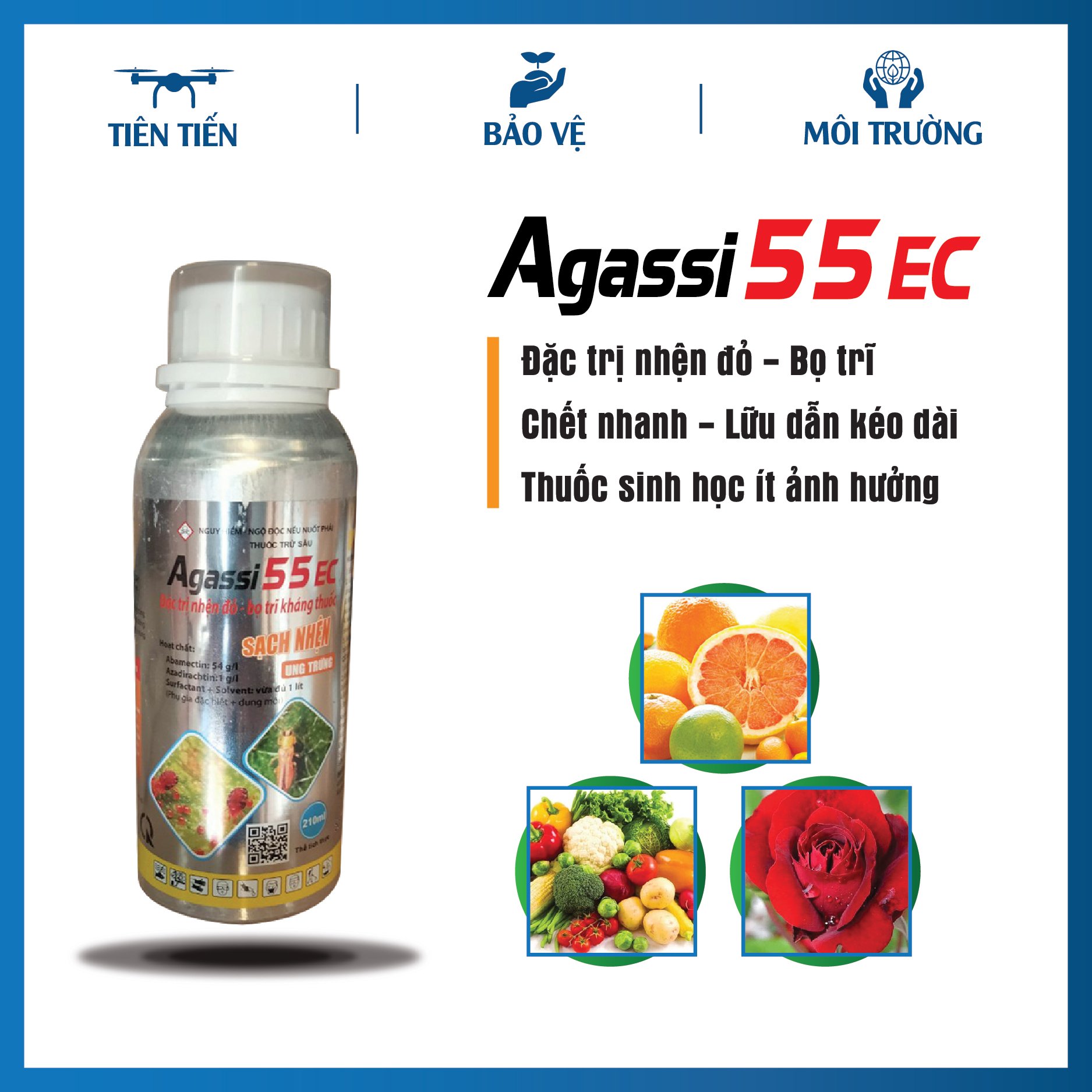 Thuốc trừ sâu agassi 55ec chai 210ml - đặc trị nhện đỏ, bọ trĩ