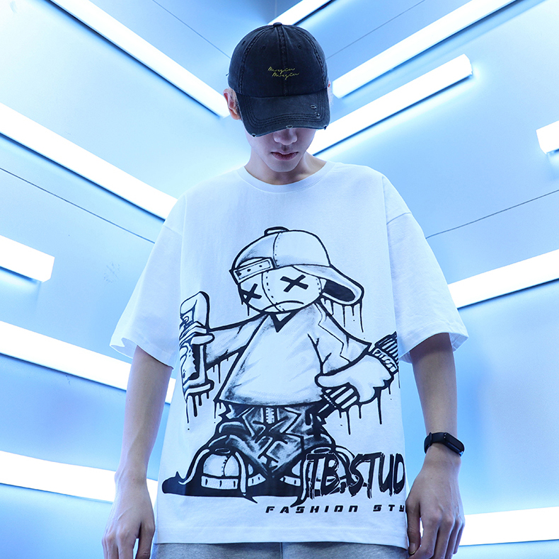 Áo Thun Nam Dáng Rộng In Chữ TB.STUDIO Hình Chú Bé Phong Cách Graffiti Độc Lạ Chất HNDC Trang MEN TOP 200