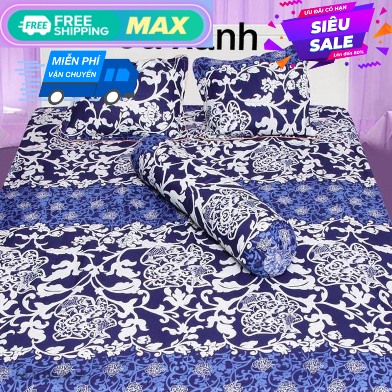 Bộ ga kèm - 2 áo gối - đủ size mẫu cá xanh