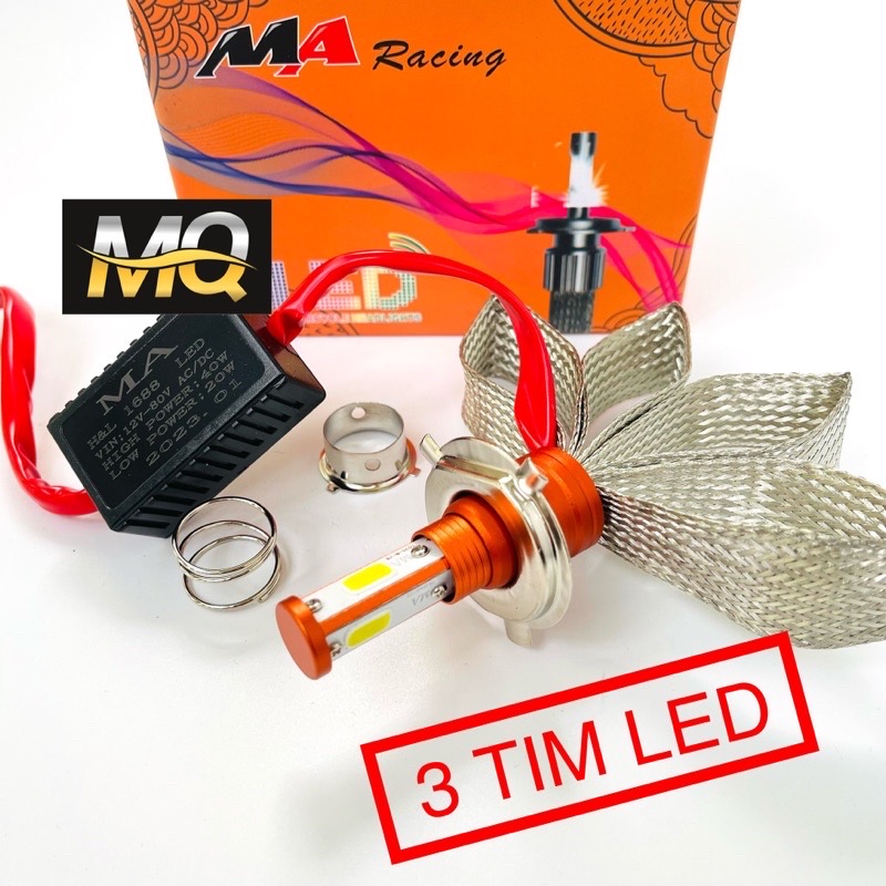 ĐÈN PHA LED CYT 3 TIM MA RACING LED H4 M5 ĐÈN PHA LED XE MÁY (GIÁ 1 BÓNG)