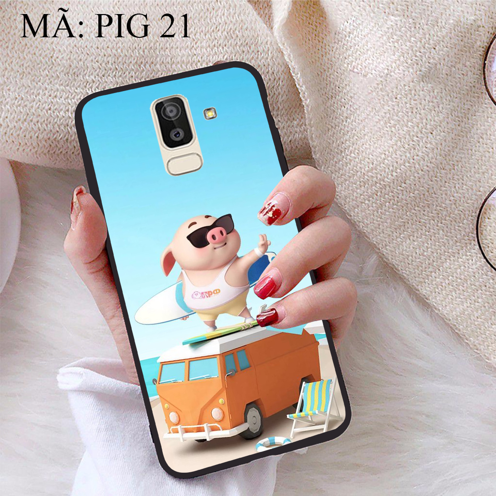 Ốp lưng Samsung J8 viền dẻo TPU BST Pig Cute