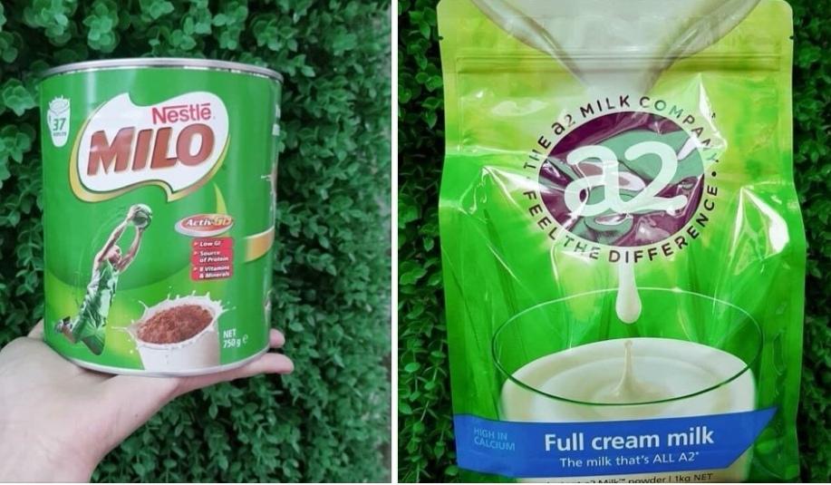 Combo sữa milo 750g và a2 nguyên kem 1kg nhập úc