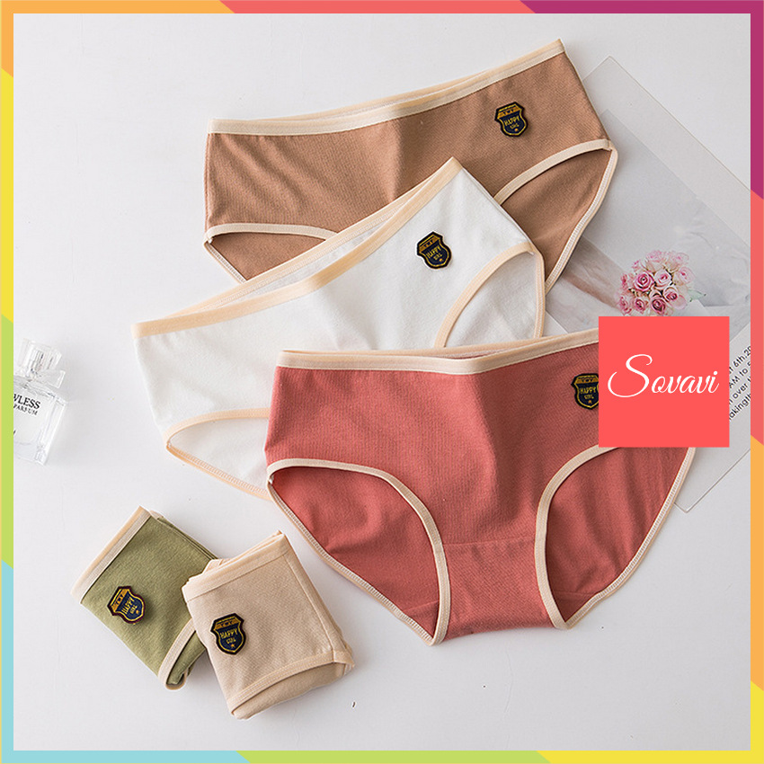 Sét 5 quần lót dễ thương cotton họa tiết huy hiệu  Sovavi QLS040