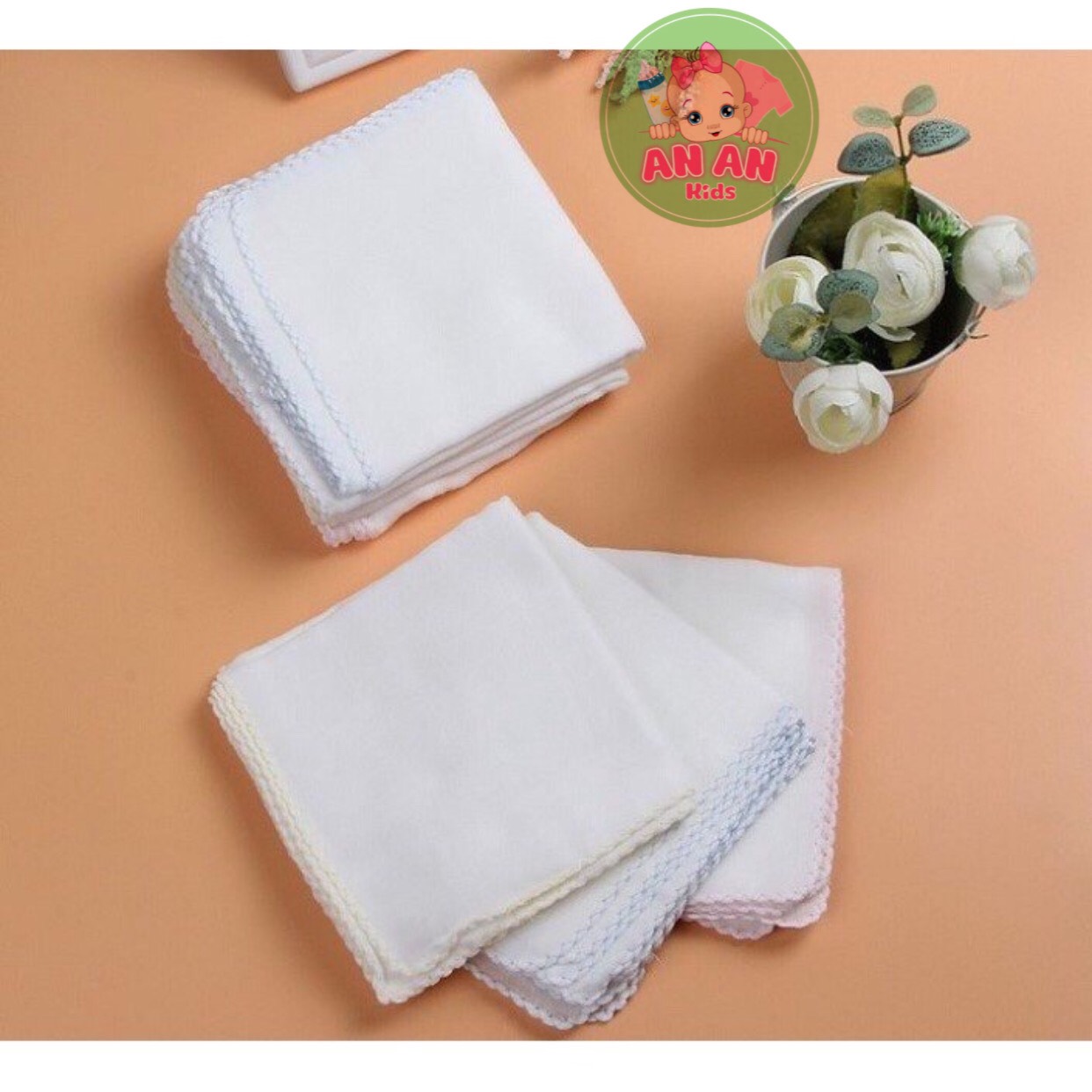 Set 10 khăn xô sữa trắng trơn xuất nhật loại đẹp