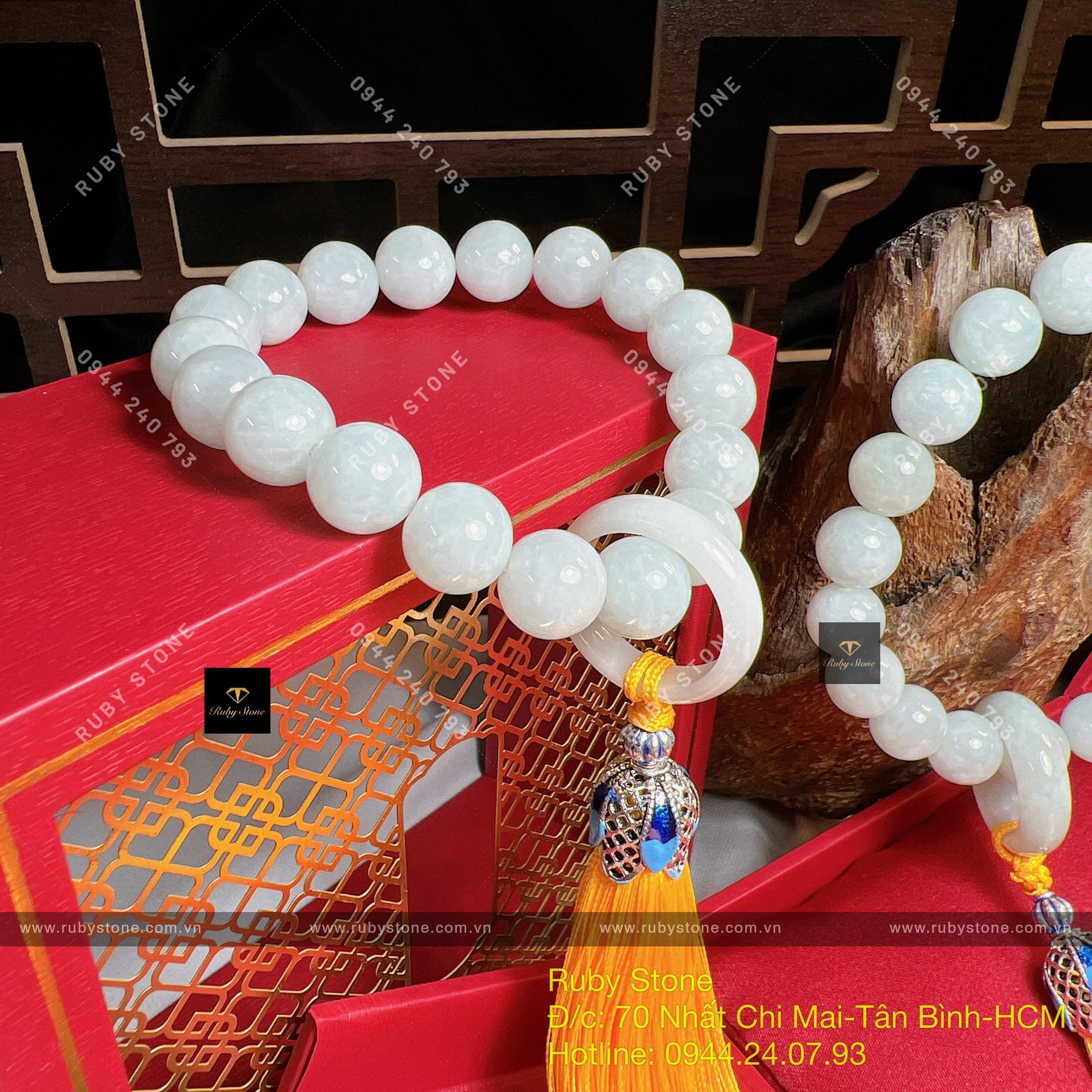 Vòng niệm châu ngọc cẩm thạch Myanmar 18 hạt