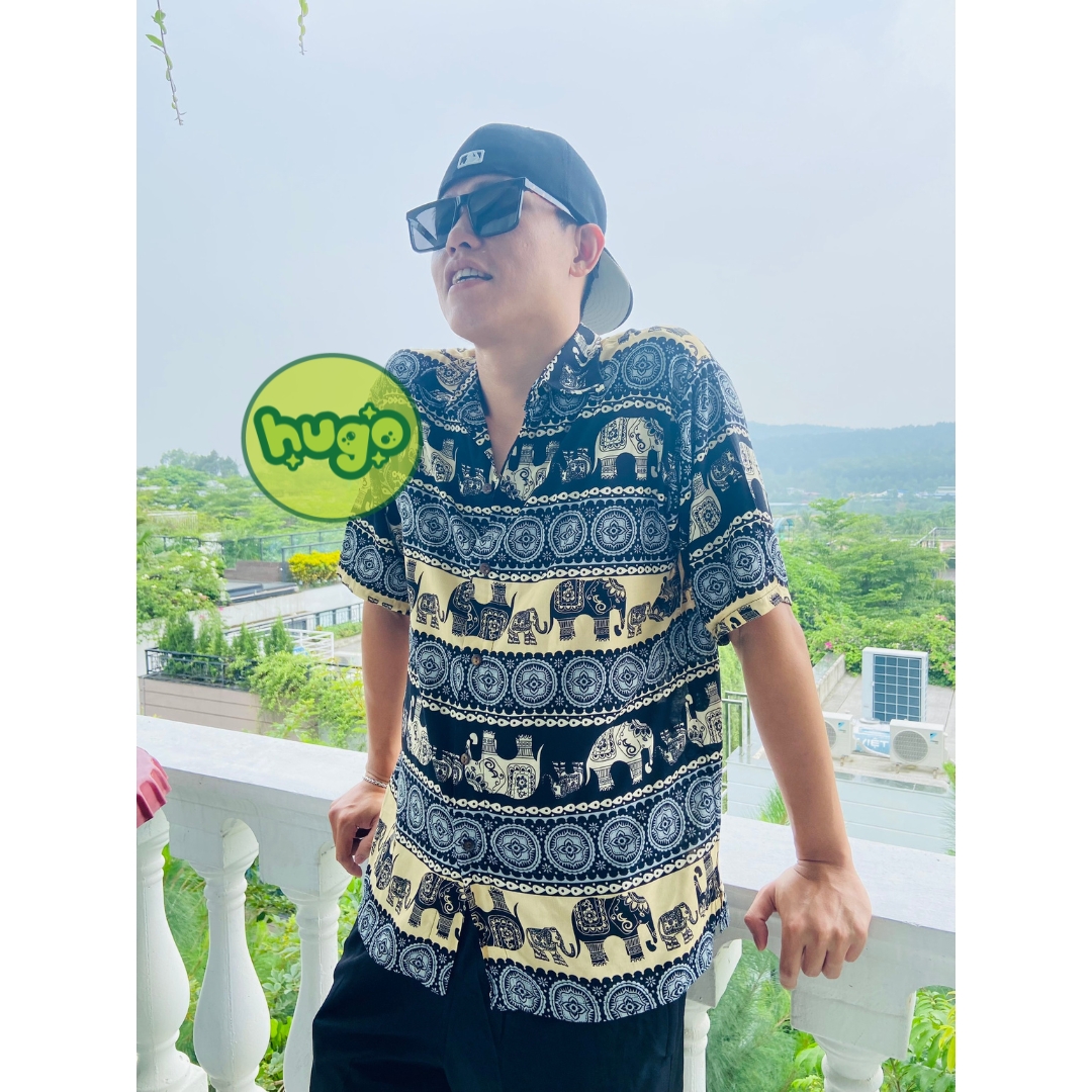 Áo thổ cẩm 🌈 Freeship 🌈 Áo sơ mi lanh thái hoạ tiết thổ cẩm phom to nhiều màu