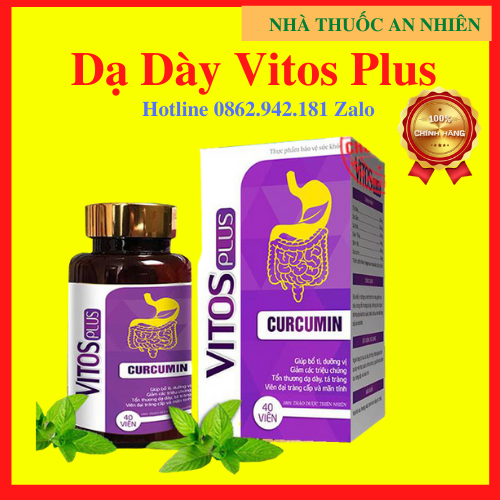 [Tặng Vòng Tay]DẠ DÀY VITOS PLUS - Viên uống dạ dày VITOS giảm acid dịch vị bảo vệ niêm mạc dạ dày + Tặng Vòng tay may mắn chỉ đỏ AN001