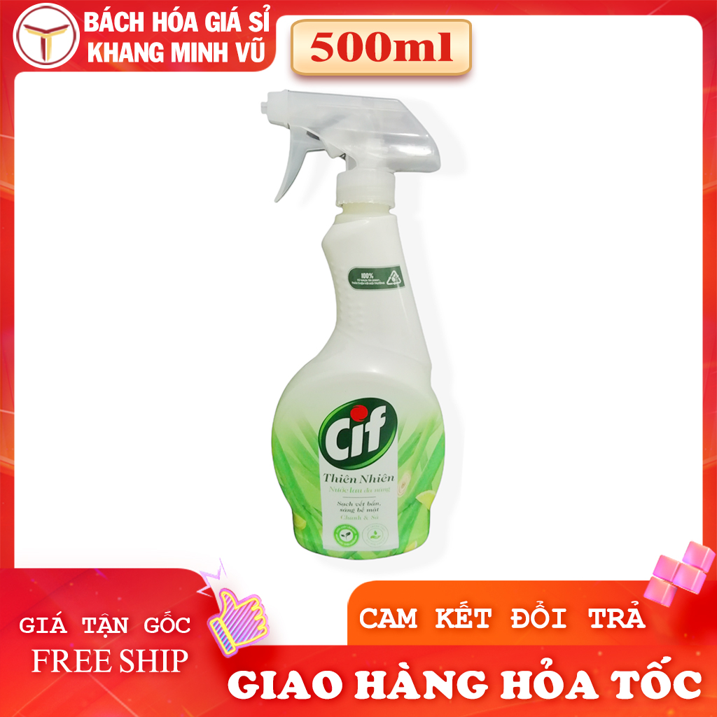 Nước Lau Đa Năng Cif Chiết Xuất Thiên Nhiên Hương Chanh Và Sả Chai 500ml