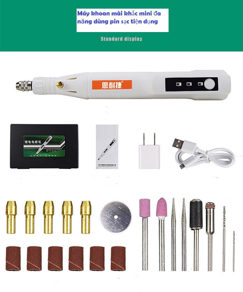 [HCM]Máy Khoan Khắc Mài Mini Đa Năng Grinder Dùng Pin Sạc 3.7V