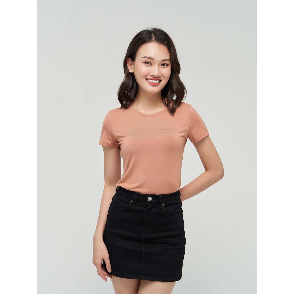 Áo thun nữ yody dáng ôm cổ tròn vải vissco siêu co giãn thoáng mát tsn5178