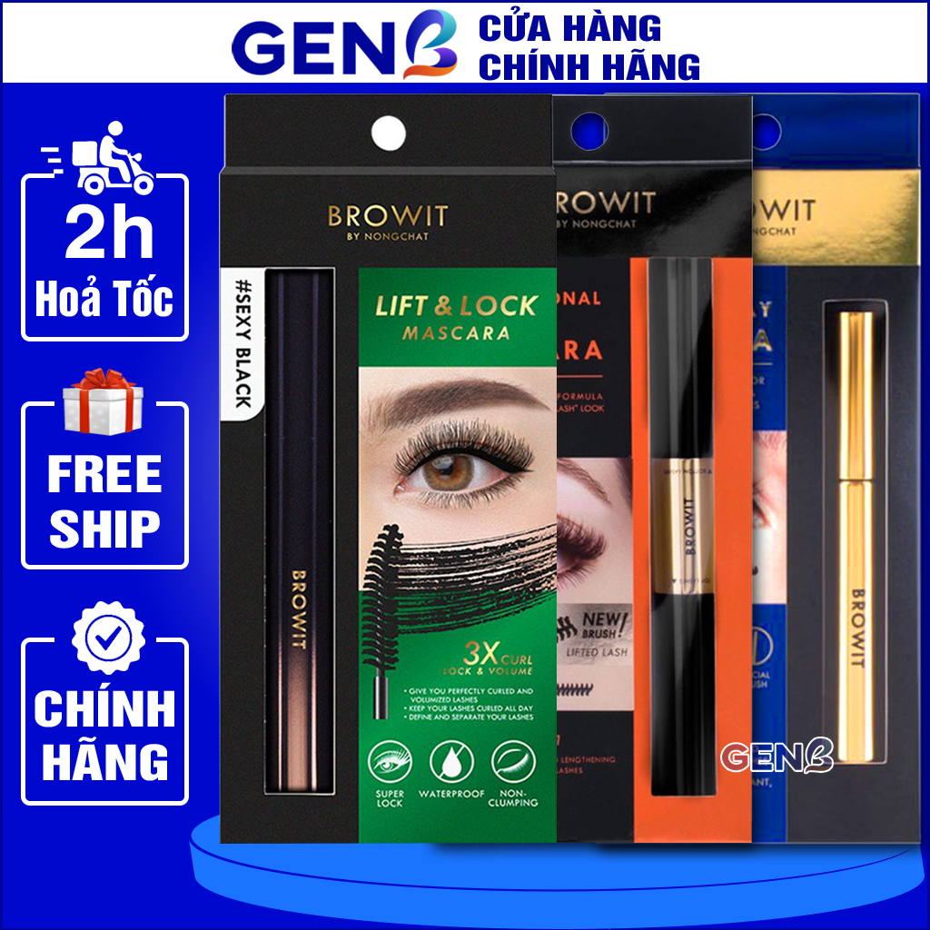 Mascara nong chat browit thái lan chính hãng - chuốt mi mascara dài mi không trôi chống nước chuốt lông mày macccara genb