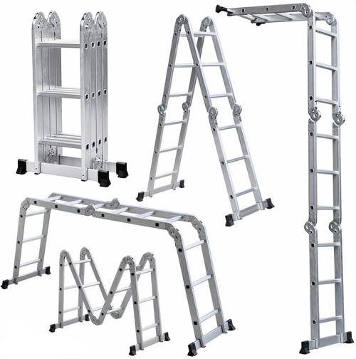 Thang nhôm gấp 4 đoạn 4,7m Nikita - Nhật Bản GA47 - Thang nhôm đa chức năng chữ A, chữ I, duỗi thẳng..
