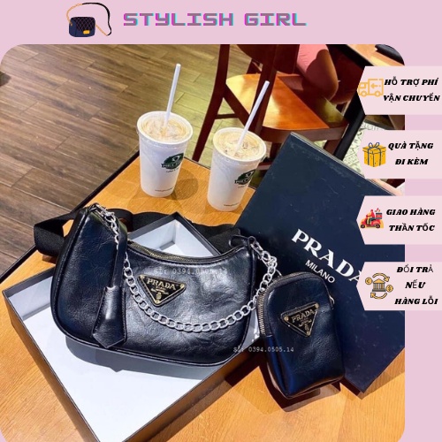 Set túi nữ da mềm cá tính, bộ 2 túi ví đeo chéo nữ, freeship extra spb 149