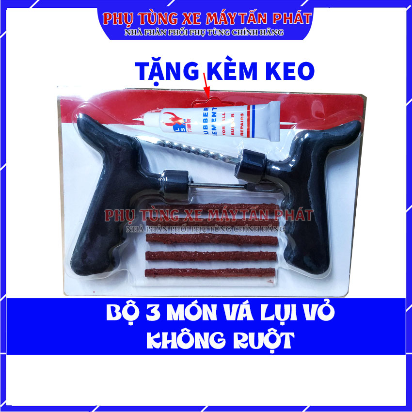 Bộ vá lốp không săm du lịch đa năng -vá dùi vá lụi vá rút lốp không săm