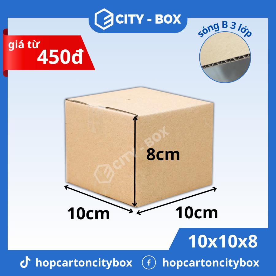 Set 10 hộp carton 10x10x8 - hộp ship cod 108
